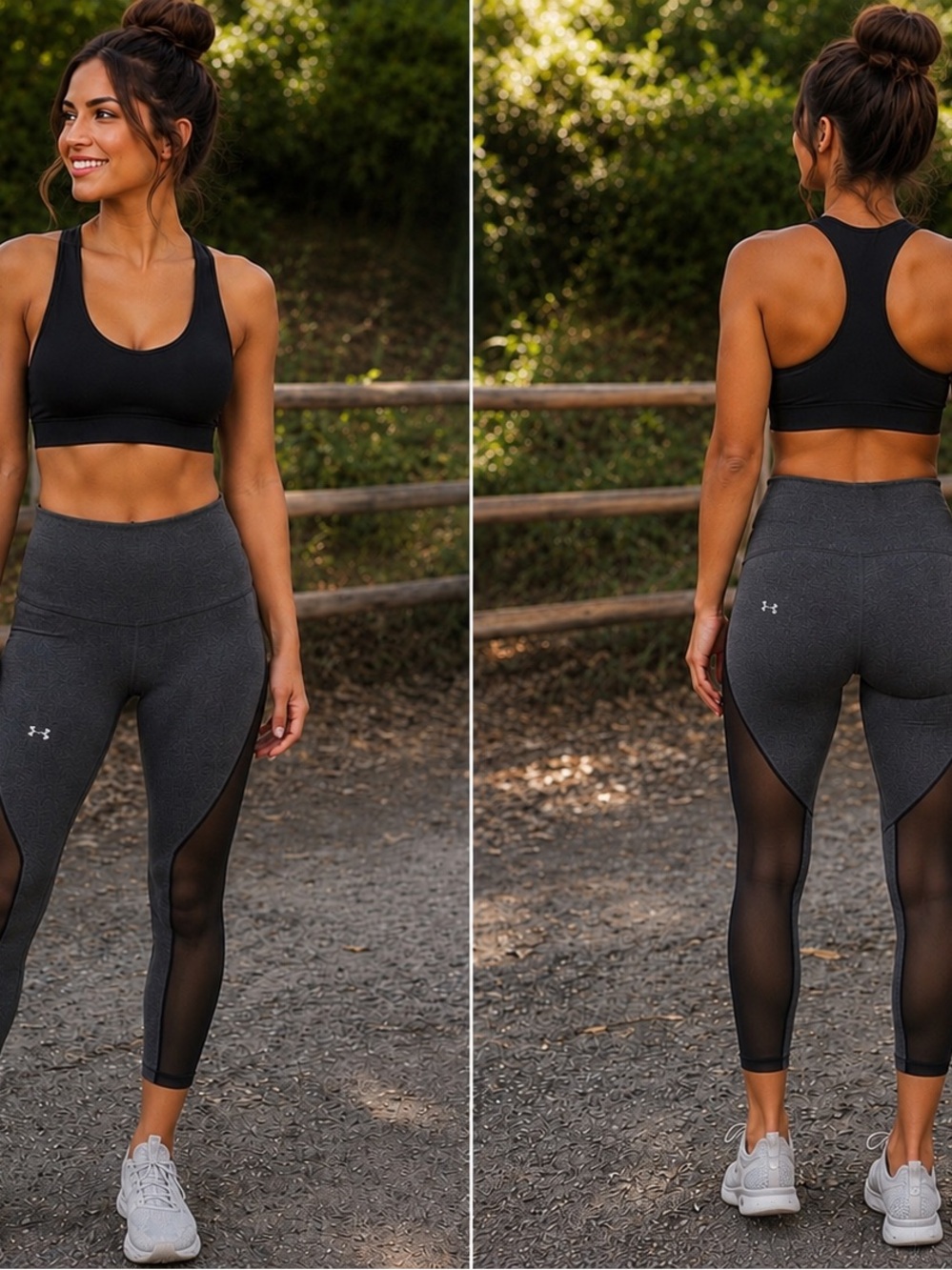 Under Armour High‑Waist Mesh Panel Leggings — Charcoal Gray